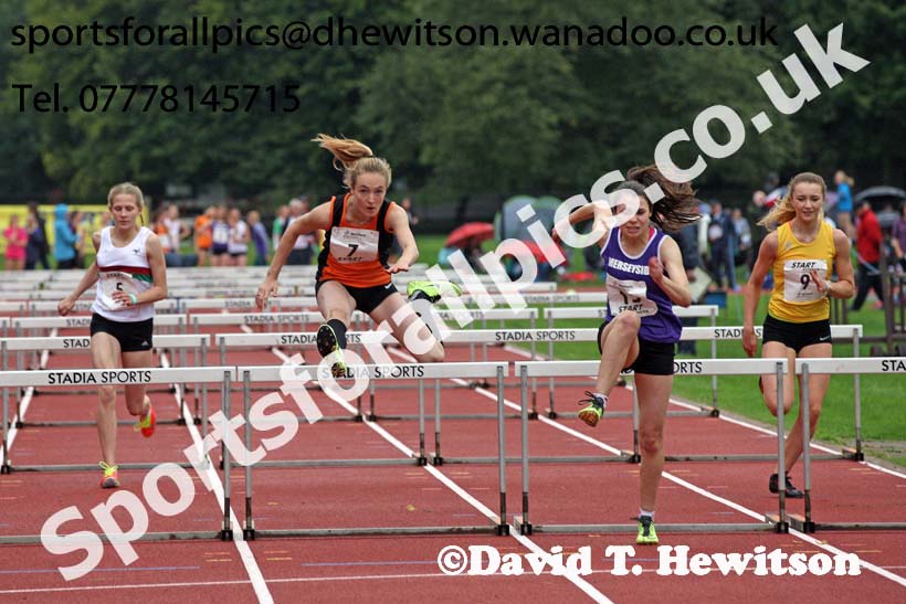 Womens and Girls hurdles at the Northern Inter-Counties under-17s and 15s at Witton Park, Blackburn. Photo: David T. Hewitson/Sports for All Pics